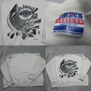 Vintage Los Angeles Kings Sweatshirt Mens Large White NHL Hockey Fleece USA 1994